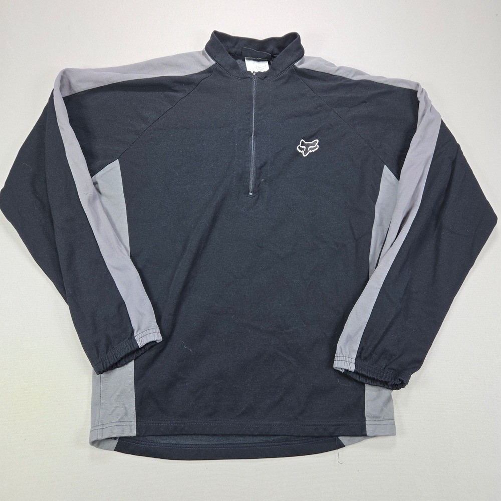 Fox Racing Cycling Jersey Quarter Zip Colorblock Black Grey Mens Size Medium‎